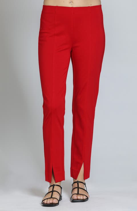 Split Hem Pull-On Crop Slim Pants