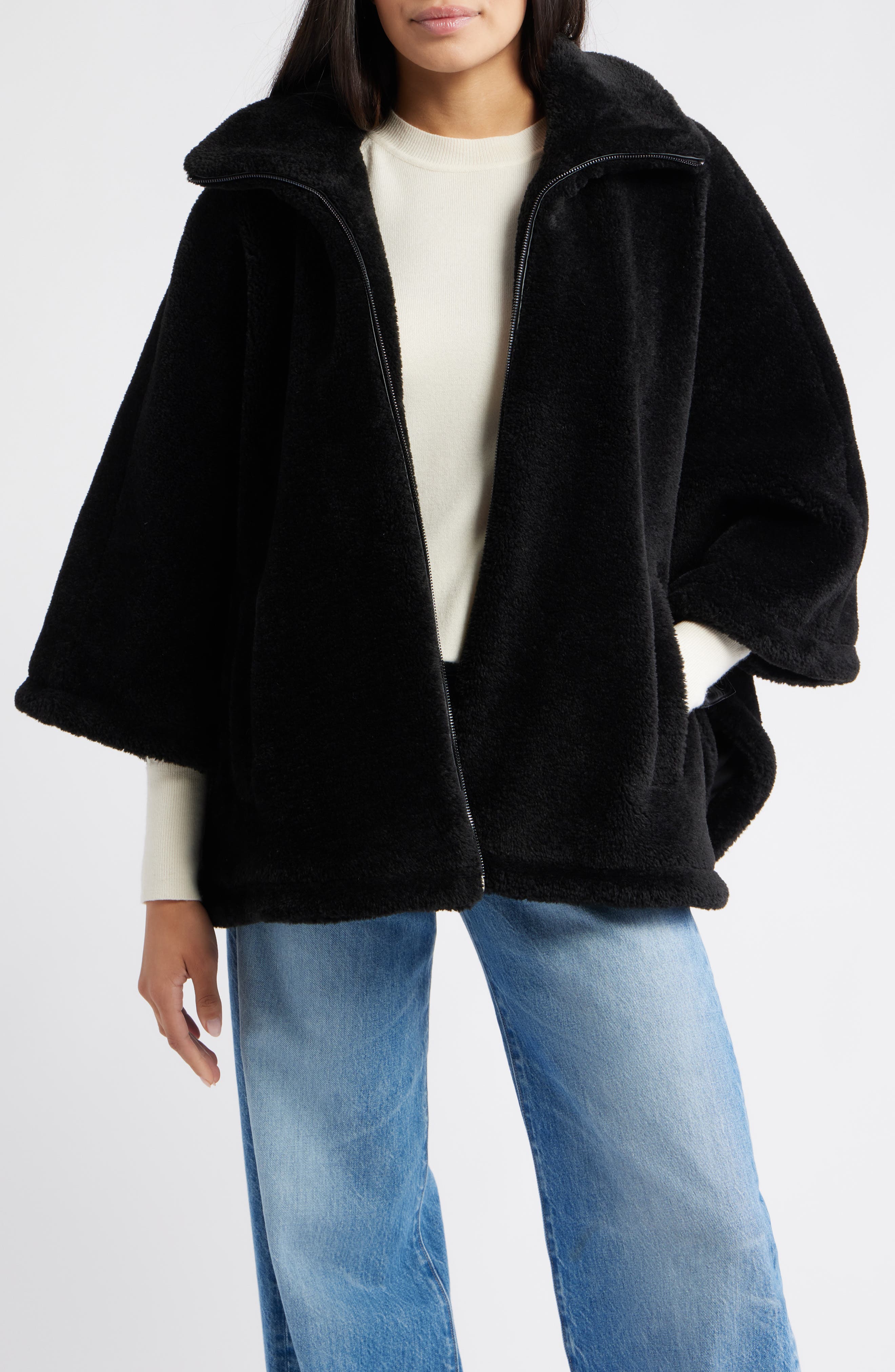 Bernardo Calder Faux Fur Poncho Jacket
