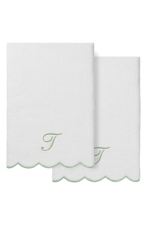 Scallop Personalized Monogram 2-Piece Towel Set