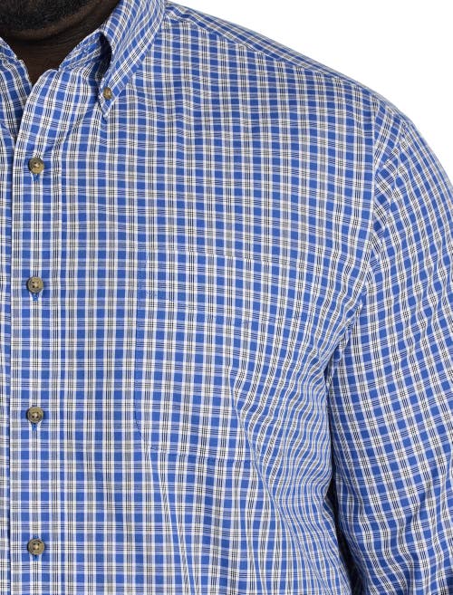 Harbor Bay By Dxl Big & Tall Easy-care Small Plaid Sport Shirt In Blue Multi