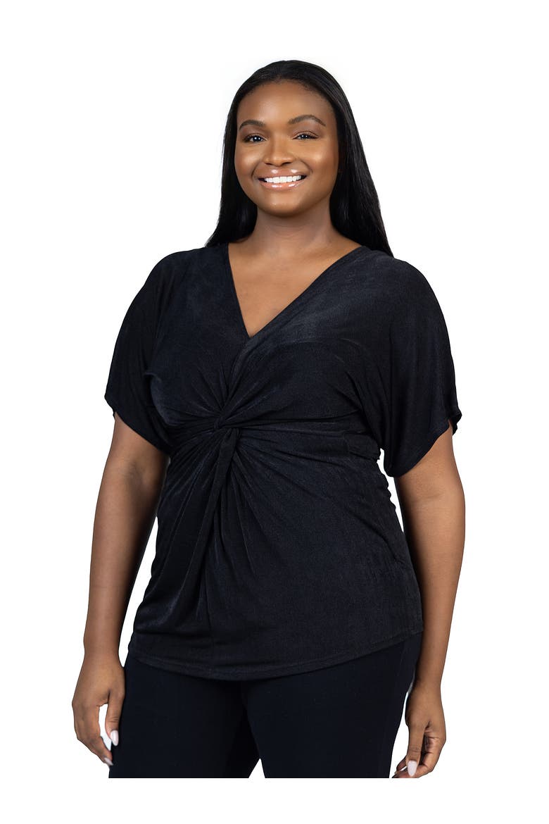 Twist Front Jersey Top, Alternate, color, BLACK