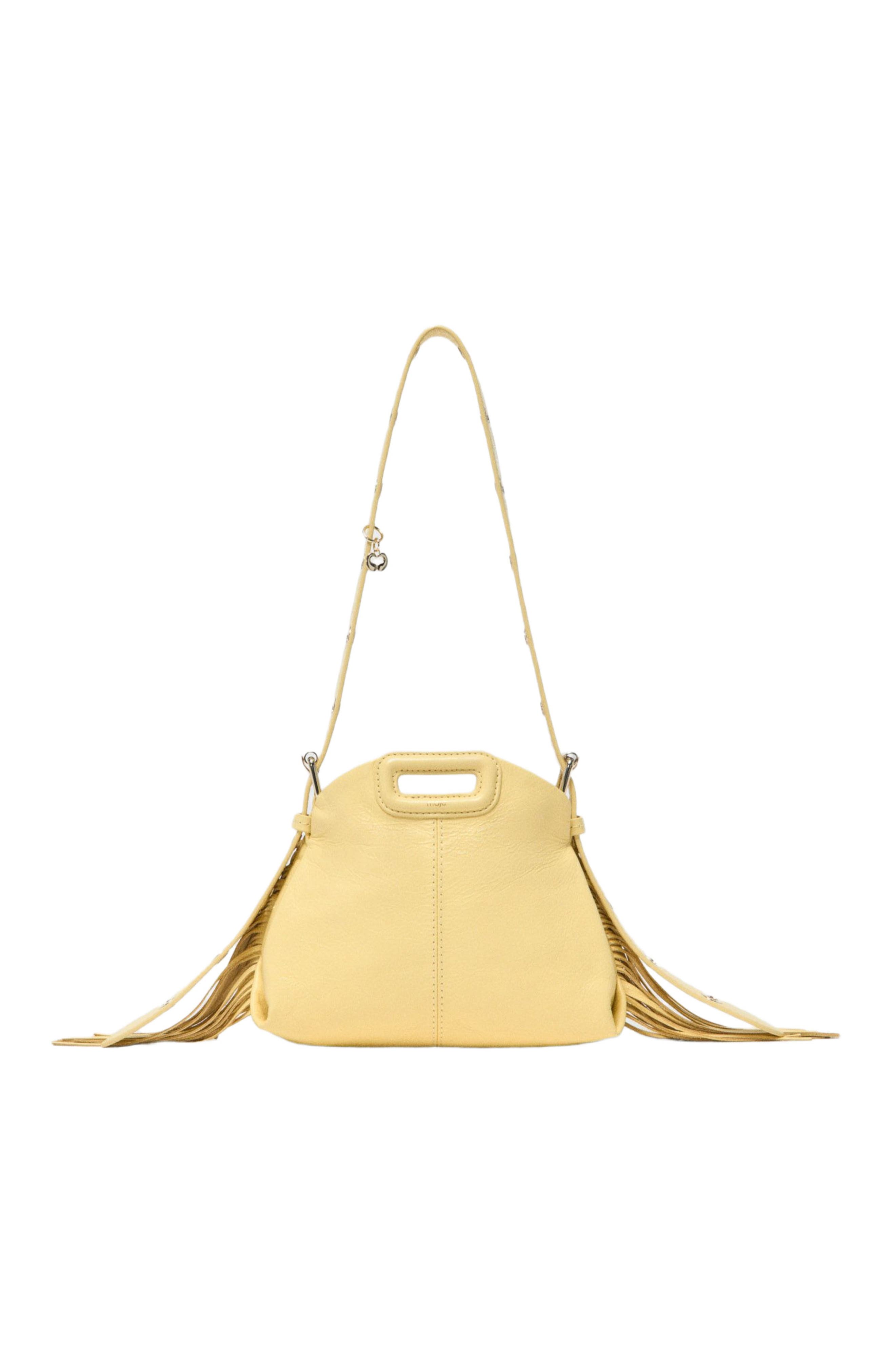 maje Matte crackle Miss M mini bag, Main, color, Pale Yellow