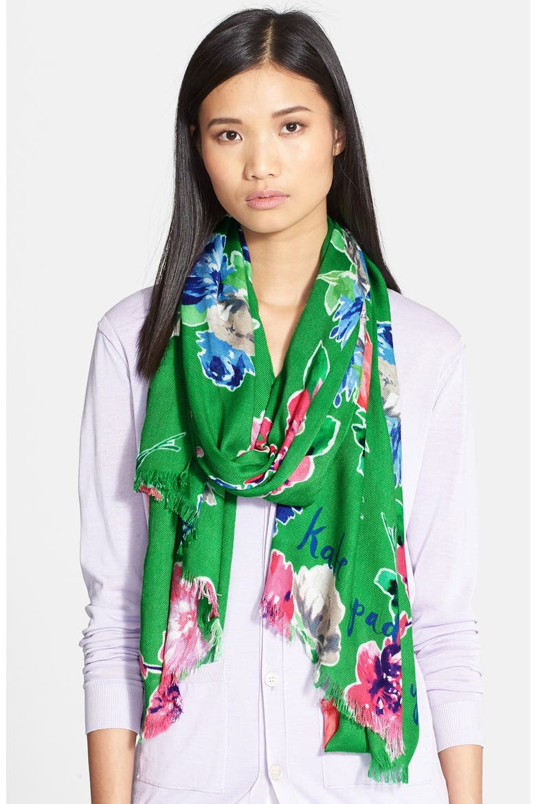 'spring blooms' scarf, Main, color, LUCKY GREEN