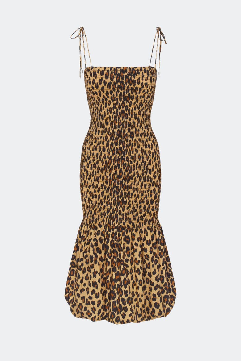 Canto Smocked Poplin Dress, Alternate, color, Cheetah
