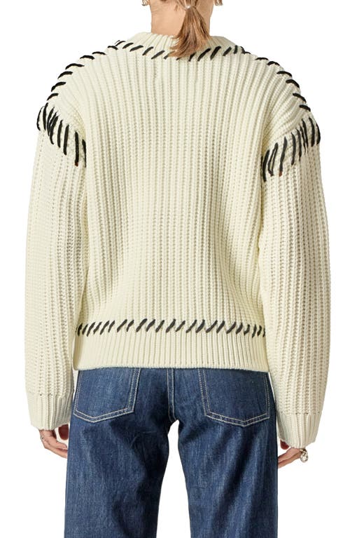 English Factory Stitch Detail Chunky Sweater In Brown