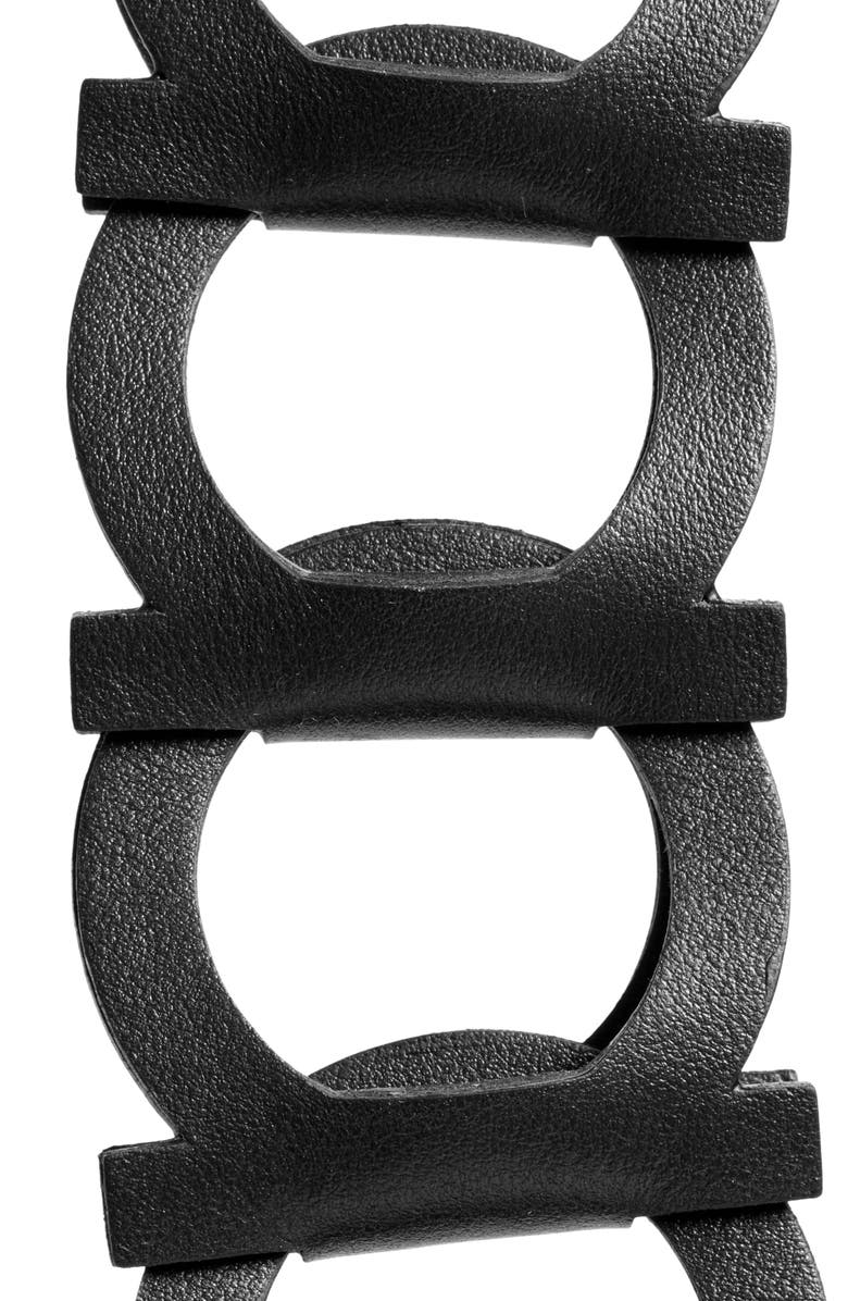 FERRAGAMO Gancini Link Leather Belt, Alternate, color, Nero