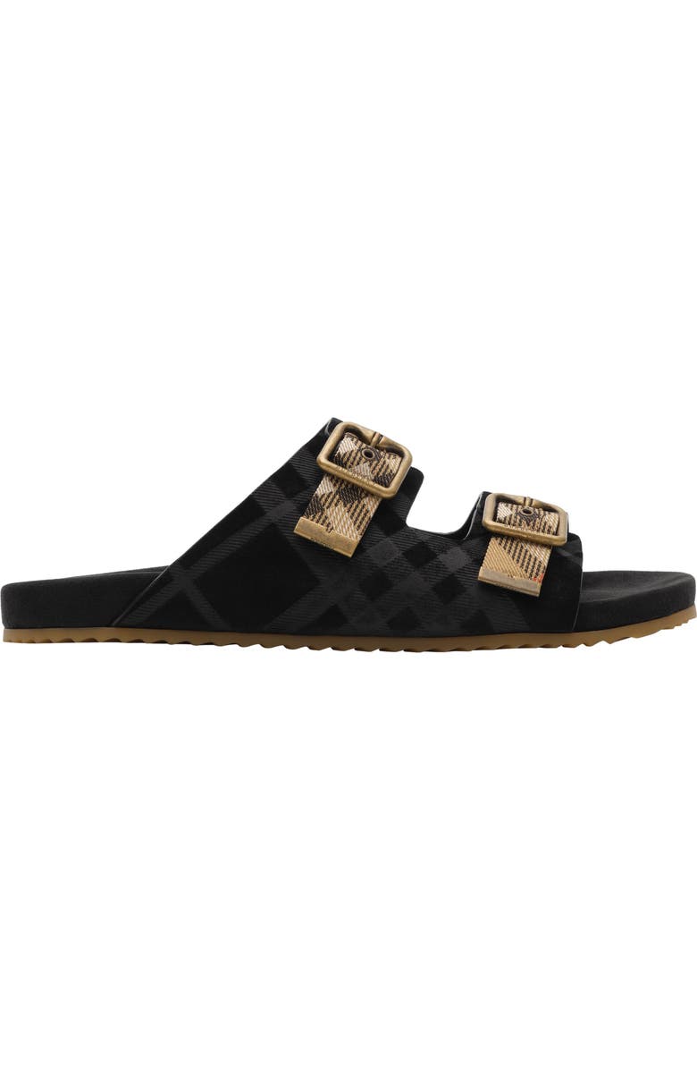 Burberry Check Denim Urchin Sandals, Main, color, Black