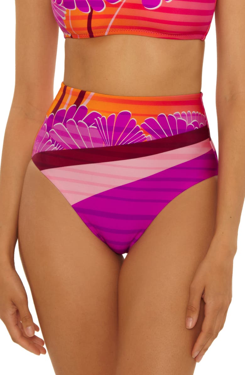 Trina Turk Rhodes High Waist Bikini Bottoms, Main, color, Multi