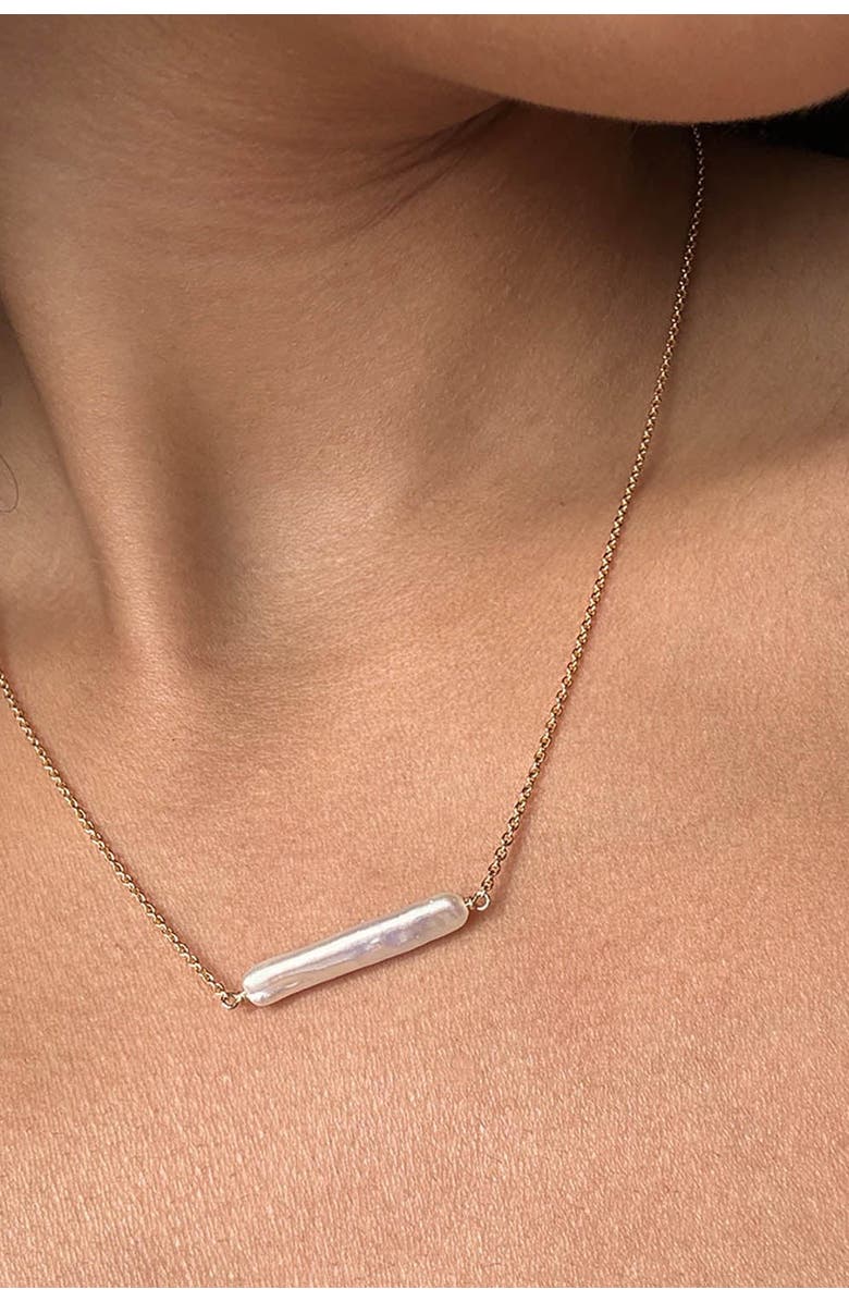 Astor & Orion Maris Pearl Bar Necklace, Alternate, color, Gold