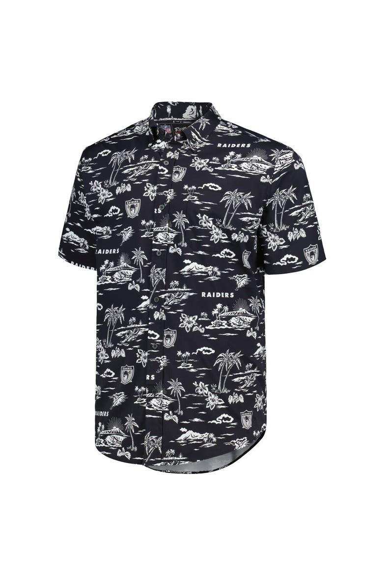 Men's Reyn Spooner Black Las Vegas Raiders Throwback Kekai Print Button-Up Shirt, Alternate, color, Black