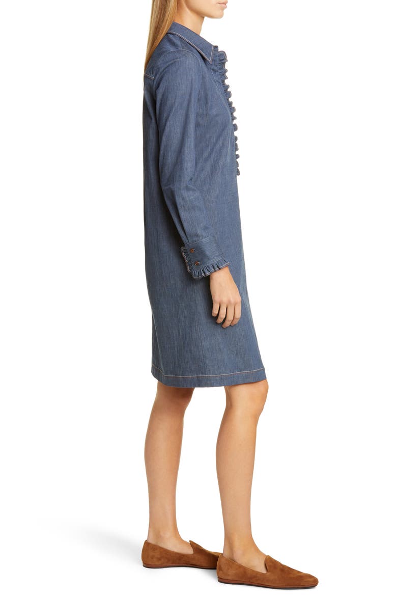 Fiona Long Sleeve Chambray Shirtdress, Alternate, color, RETRO BLUE