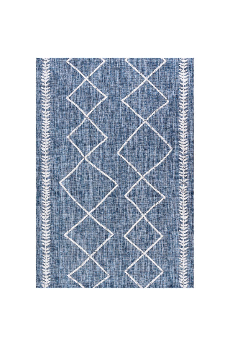 Derya  Diamond Trellis Indoor/Outdoor Area Rug, Main, color, Blue/Ivory