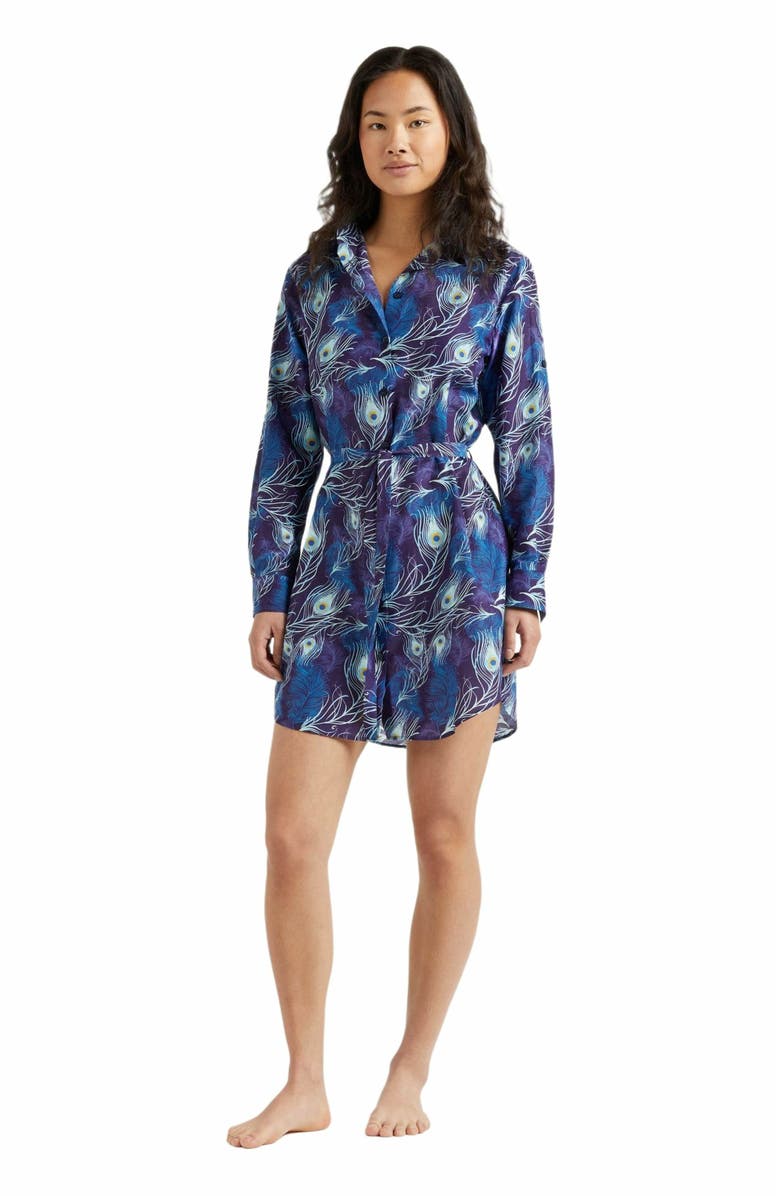 Vilebrequin Women's Eyes Of The Wind Cotton Silk Shirt Dress, Main, color, Minuit