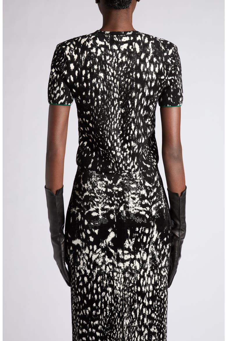 Lynx Jacquard Short Sleeve Sweater, Alternate, color, BLACK/ WHITE