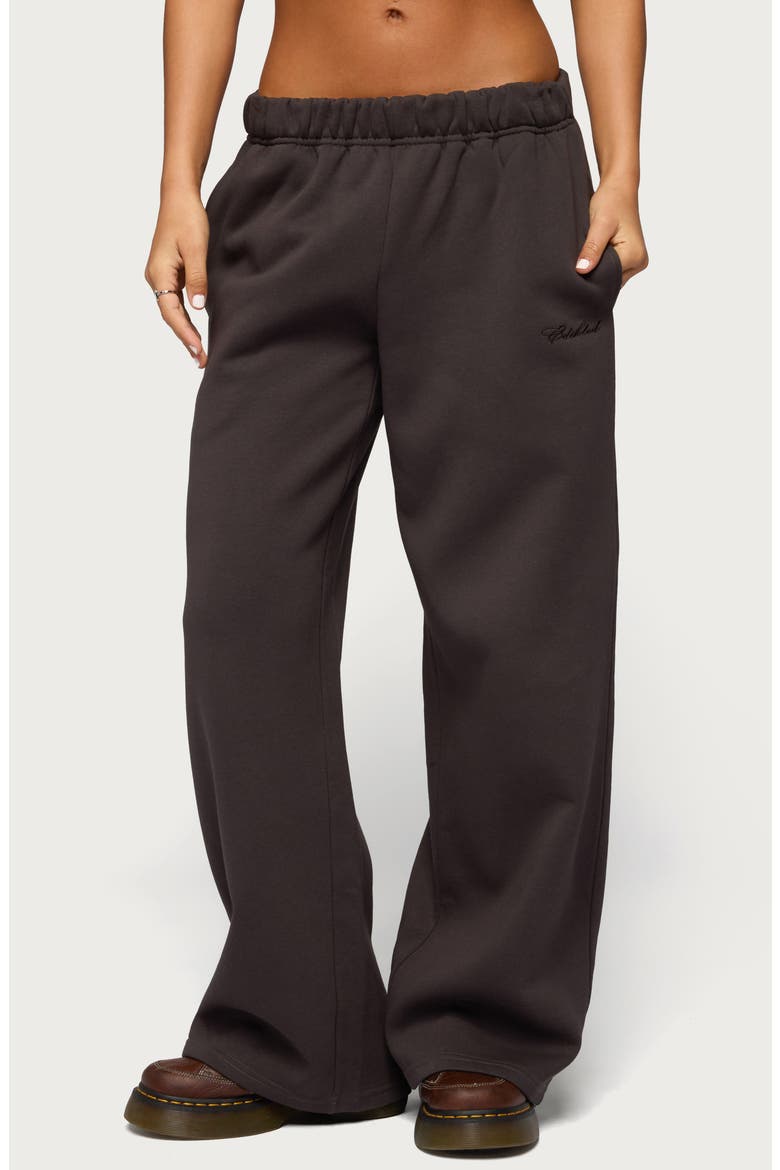 Basic Low Rise Wide Leg Sweatpants, Main, color, DARK-GRAY