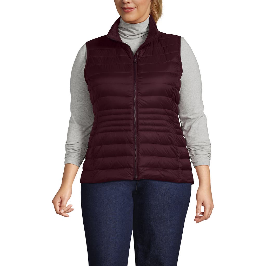 Lands' End Wanderweight Packable Ultralight Down Vest In Burgundy