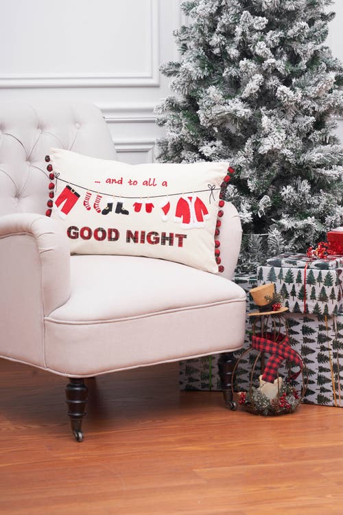 C & F Home C&f Home Christmas Clothesline Embroidered Throw Pillow, 14" X 22" In White