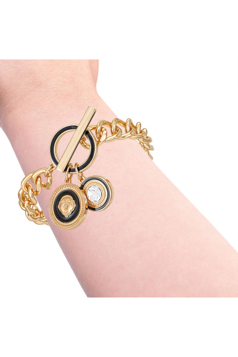 True Logo Charm Bracelet, Alternate, color, Gold Tone