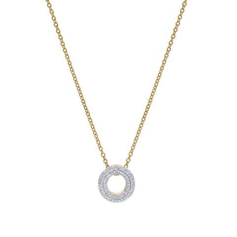 Small Bubble Initial Letter 14K Yellow Gold Diamond Pendant Necklace