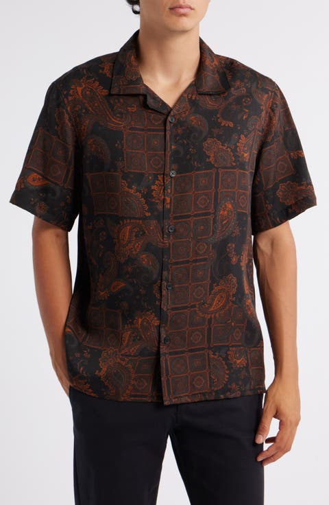 Didicot Geo & Paisley Print Lyocell Camp Shirt