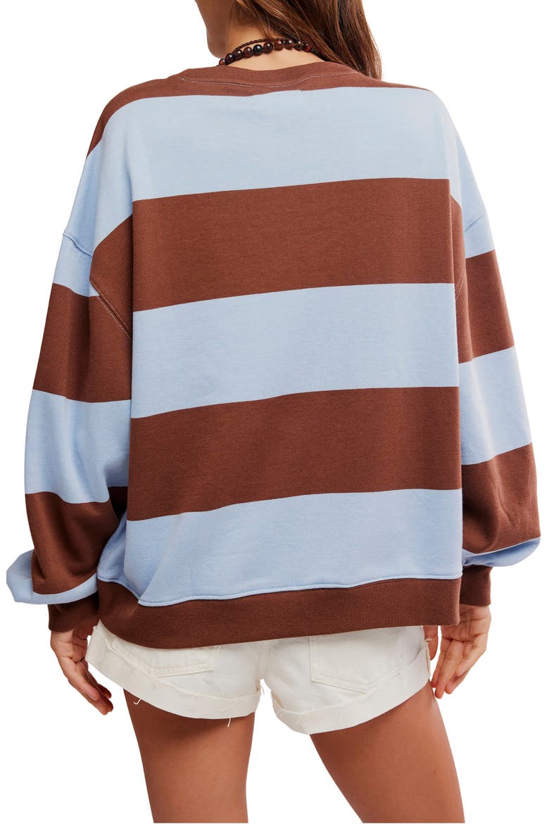 Oversize Stripe Sweatshirt, Alternate, color, PERIWINKLE COMBO