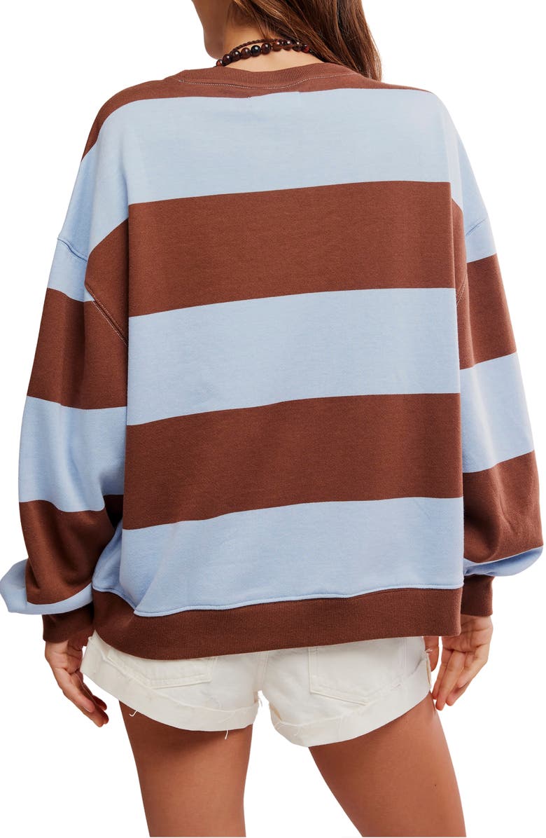 Free People Oversize Stripe Sweatshirt, Alternate, color, Periwinkle Combo