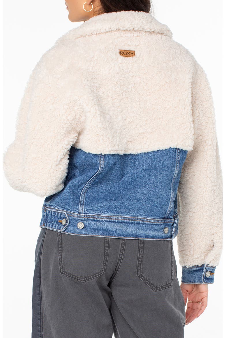 Surf and Turf High Pile Fleece & Denim Jacket, Alternate, color, PARCHMENT