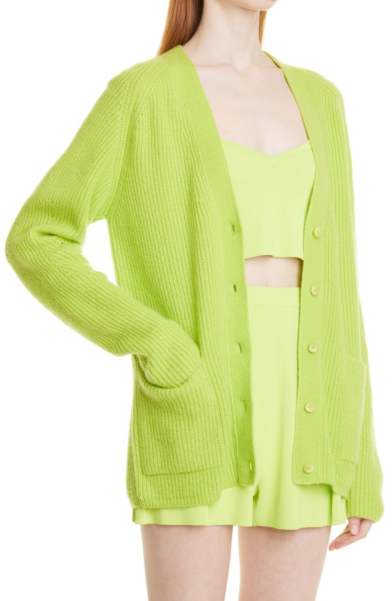 LAPOINTE Airy Oversize Rib Cashmere & Silk Cardigan, Alternate, color,