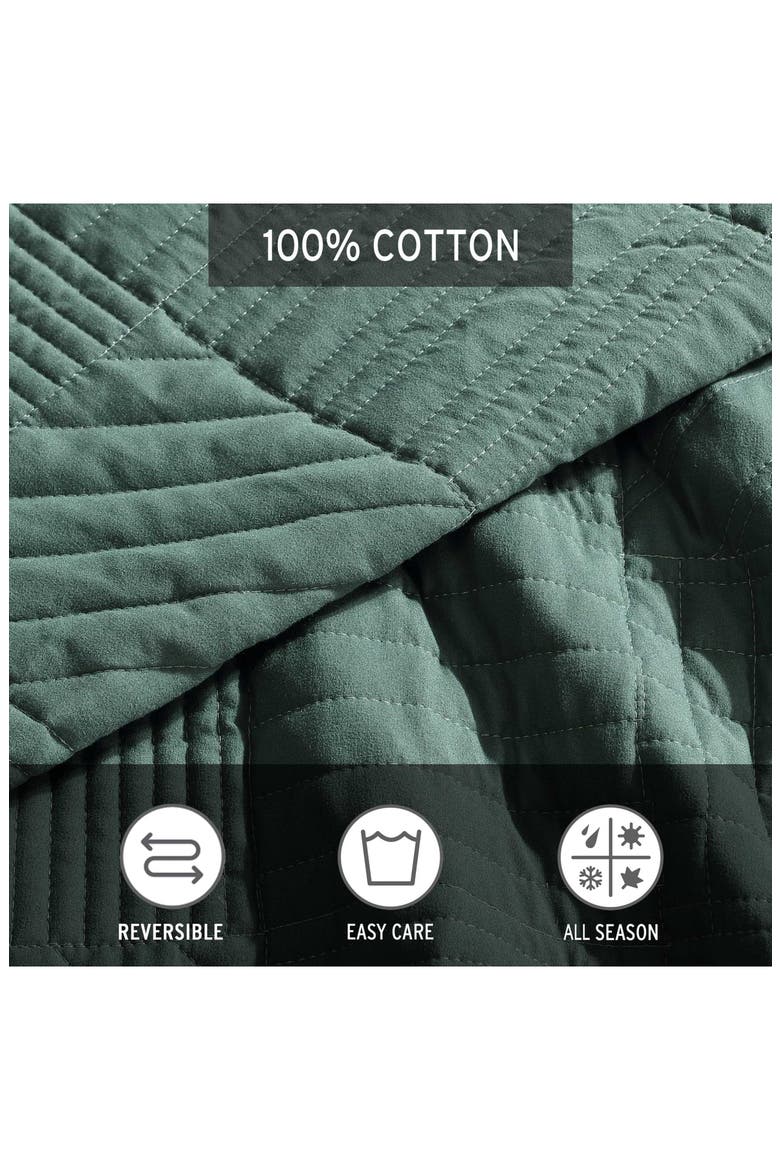 Solid Washed Microfiber Quilt Set, Alternate, color, EVERGREEN/ BROWN