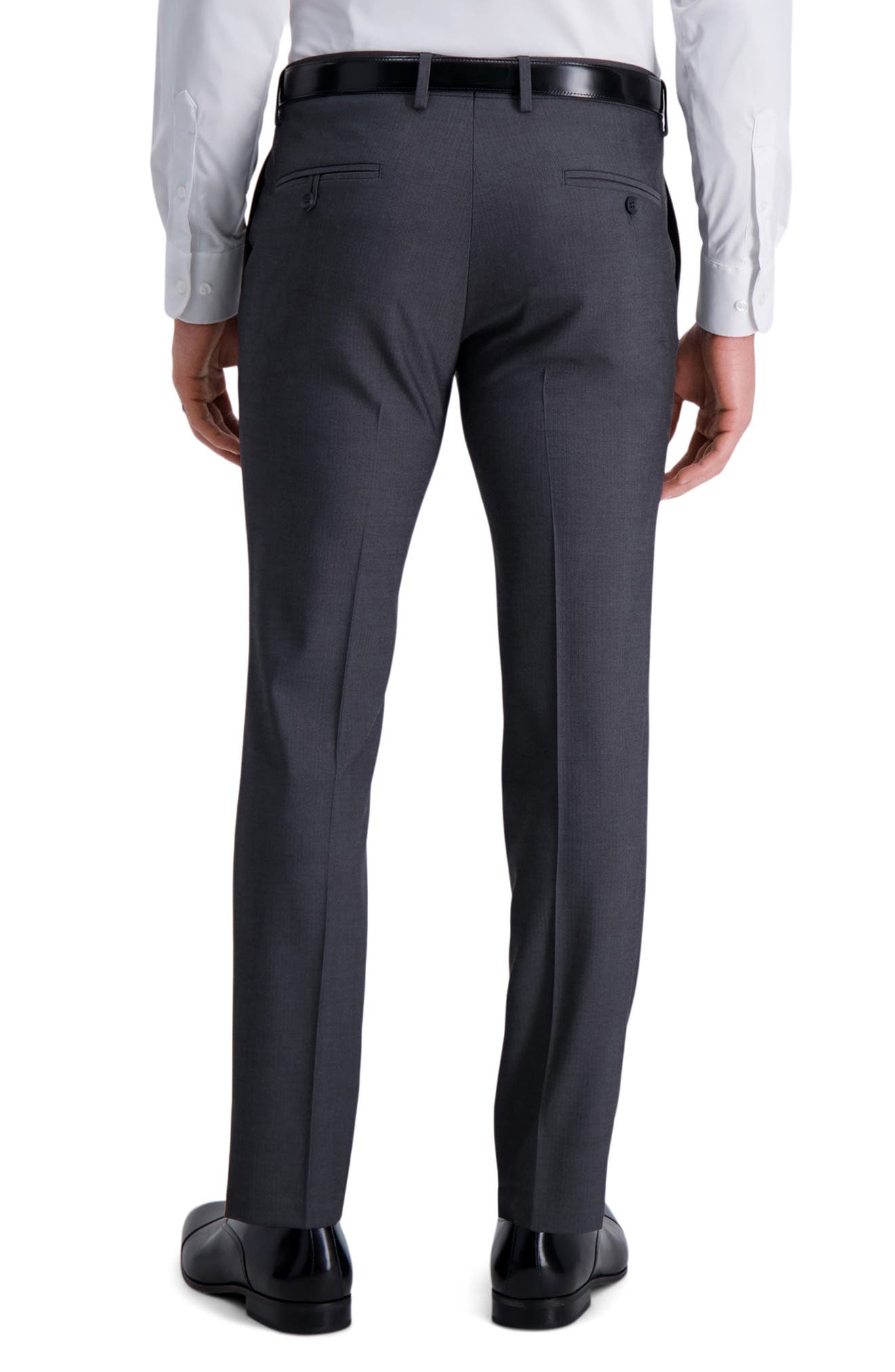 Medium Grey Herringbone Ultra Slim Stretch Suit Pants - image 2