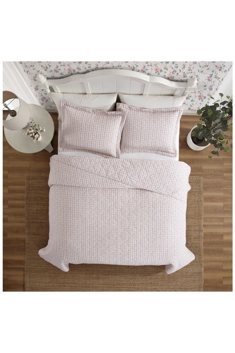 Marta Floral Stripe 3-Piece King Quilt & Sham Set, Alternate, color, LT-PASTEL PINK