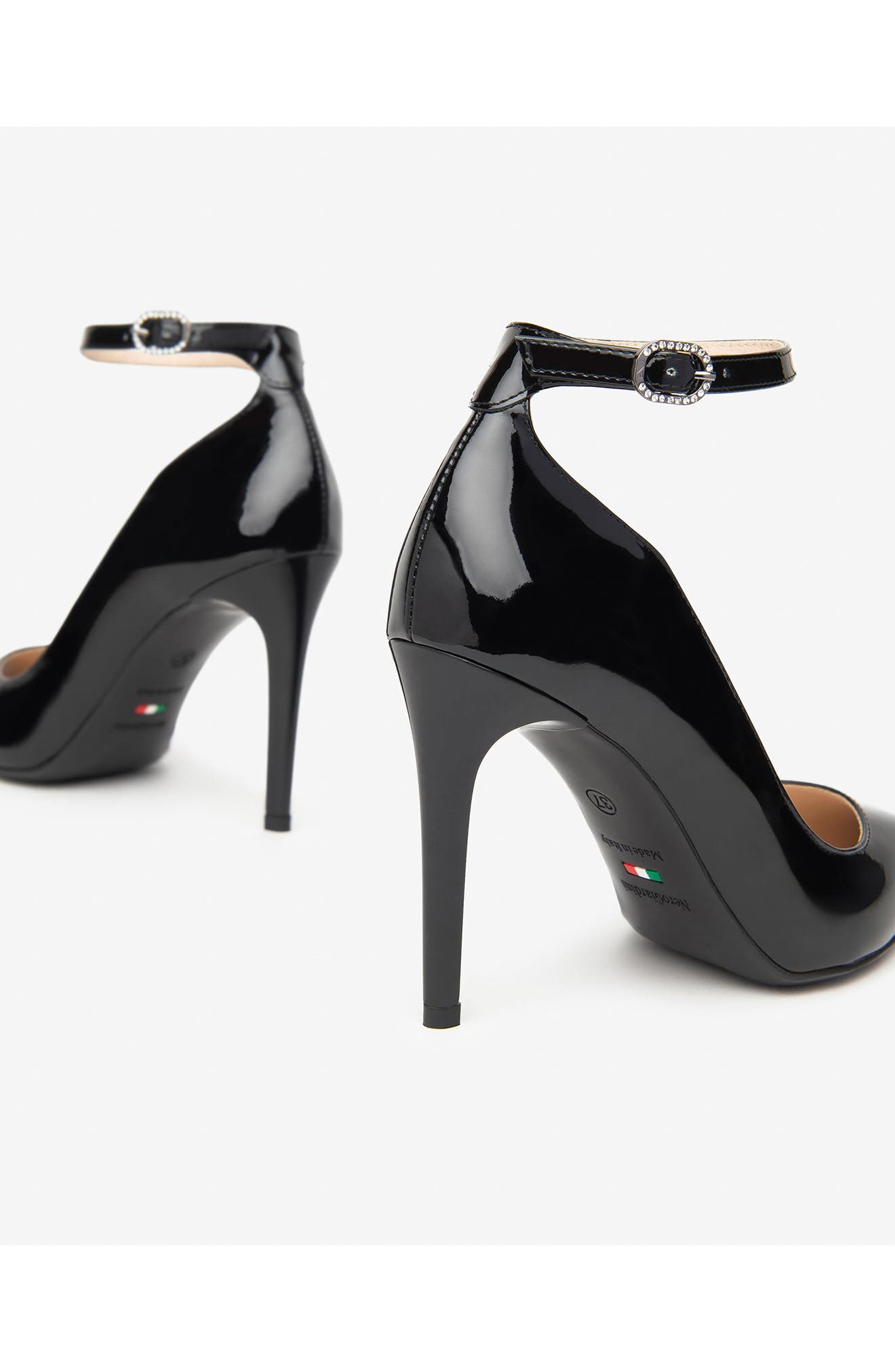 NeroGiardini Ankle Strap Pointed Toe Pump, Alternate, color, Black