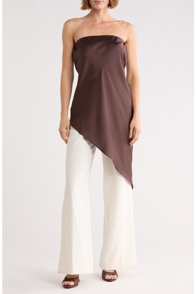 Asymmetric Strapless Tunic Top, Main, color, CHOCOLATE