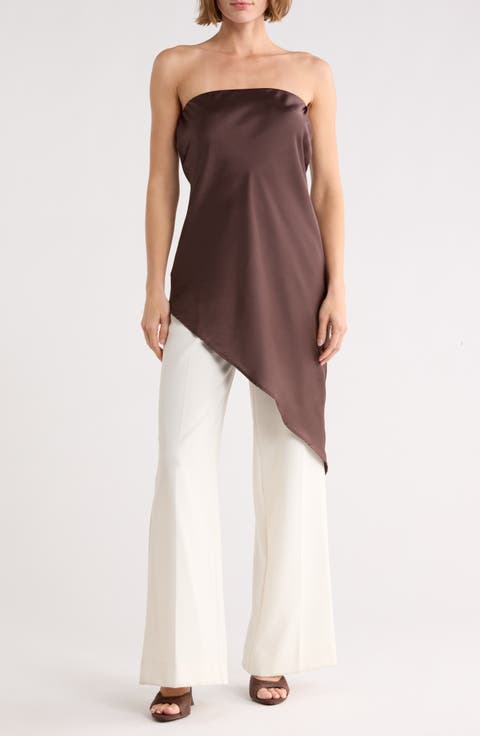 Asymmetric Strapless Tunic Top