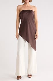 Renee C Asymmetric Strapless Tunic Top