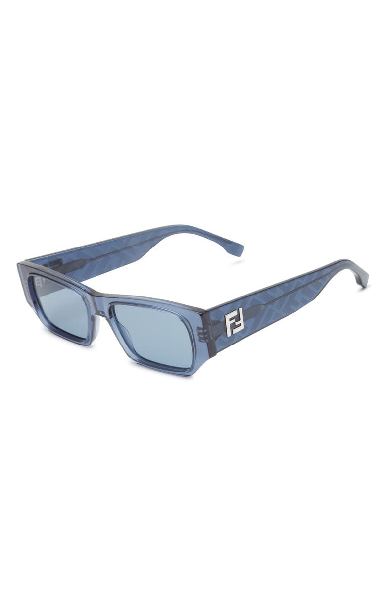 Fendi FF Squared 54mm Rectangular Sunglasses, Alternate, color, Shiny Blue / Blue