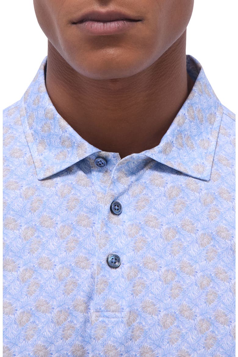 Victor OoohCotton® Leaf Print Polo, Alternate, color, AIR BLUE