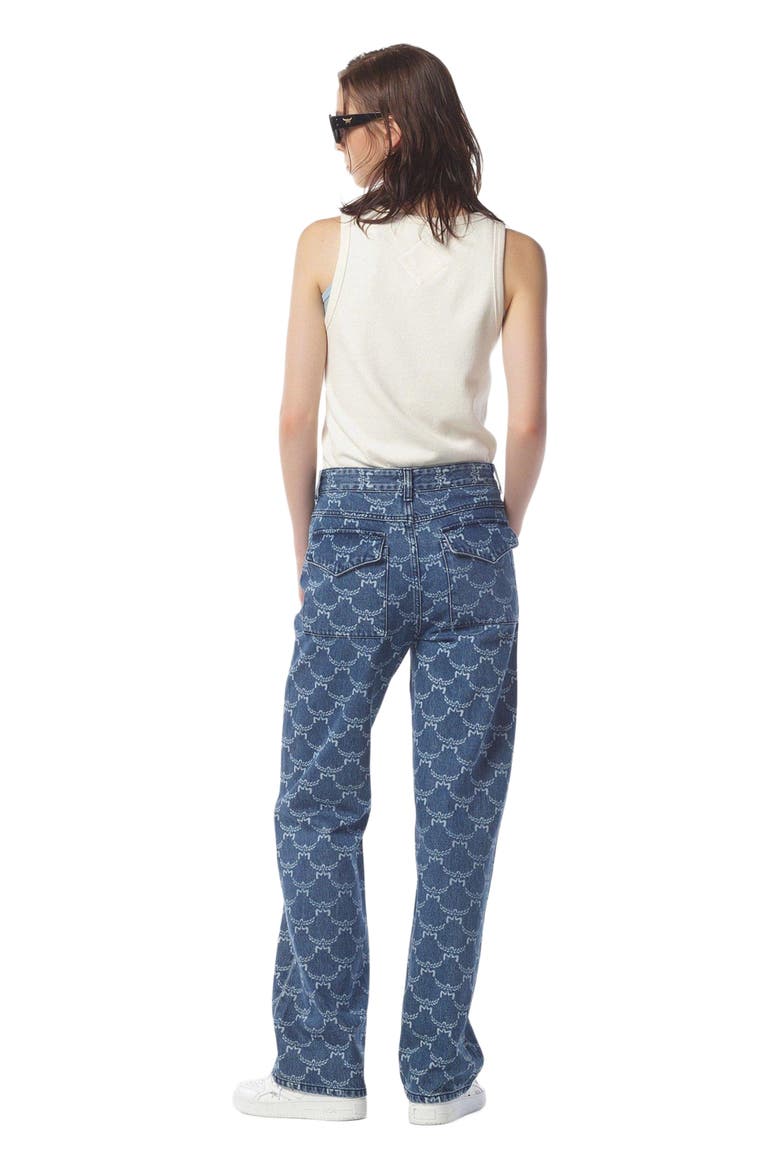 Lauretos Monogram Denim Jeans, Alternate, color, Indigo