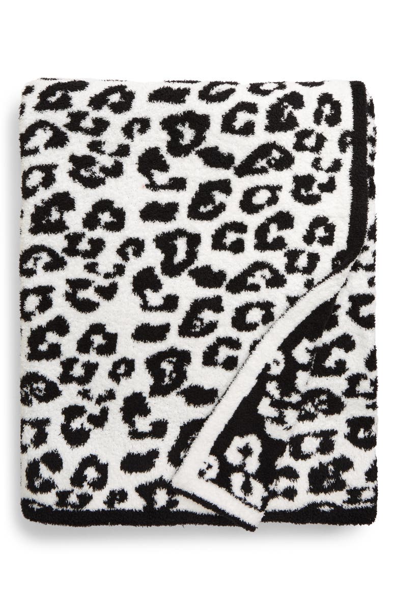 Barefoot Dreams<sup>®</sup> CozyChic<sup>®</sup> Leopard Print 54 x 72 Throw Blanket, Main, color, Midnight/ White