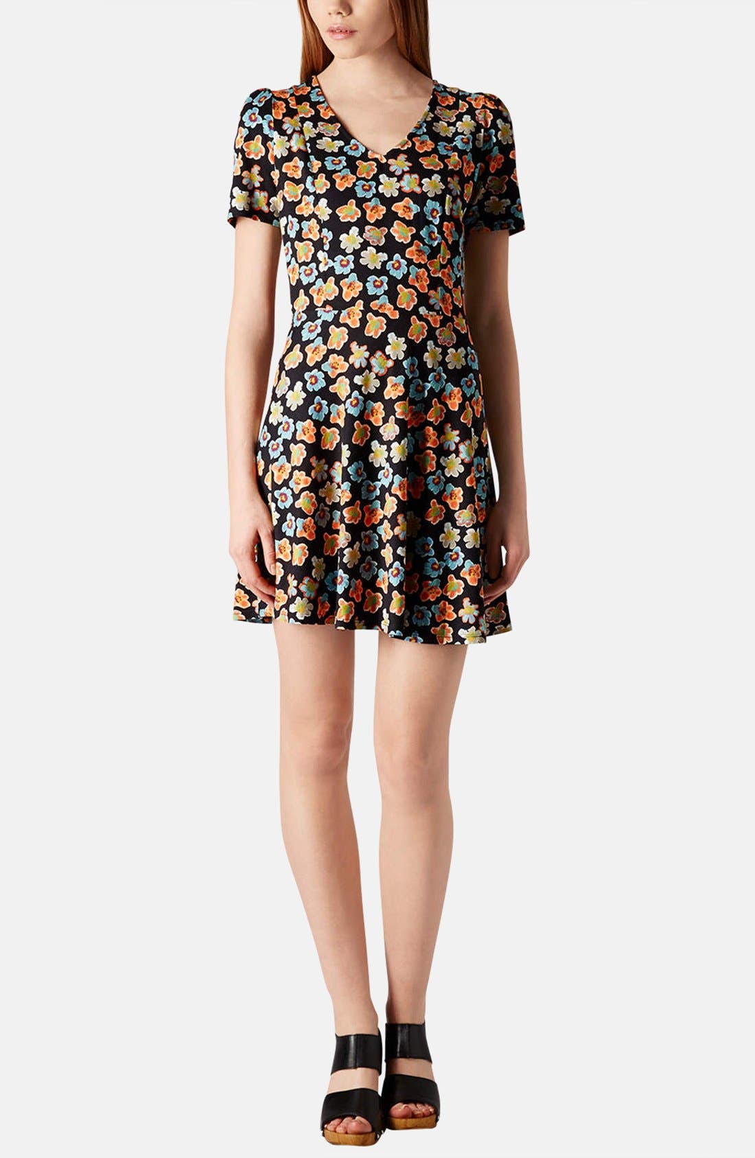Topshop 'Happy' Floral Jersey Tea Dress (Women) | Nordstrom