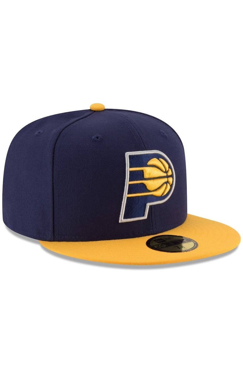 Men's New Era Navy/Yellow Indiana Pacers Official Team Color 2Tone 59FIFTY Fitted Hat, Alternate, color, NAVY