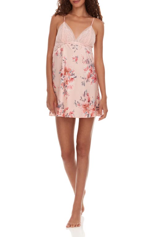 FLORA NIKROOZ FLORA NIKROOZ ANDREA FLORAL LACE TRIM SATIN CHEMISE 