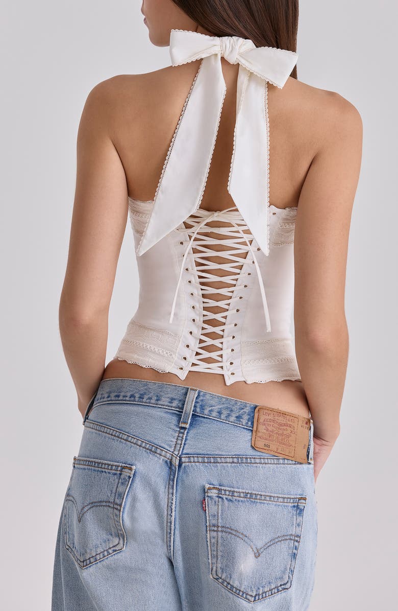 HOUSE OF CB Cosette Halter Neck Crop Top, Alternate, color, White