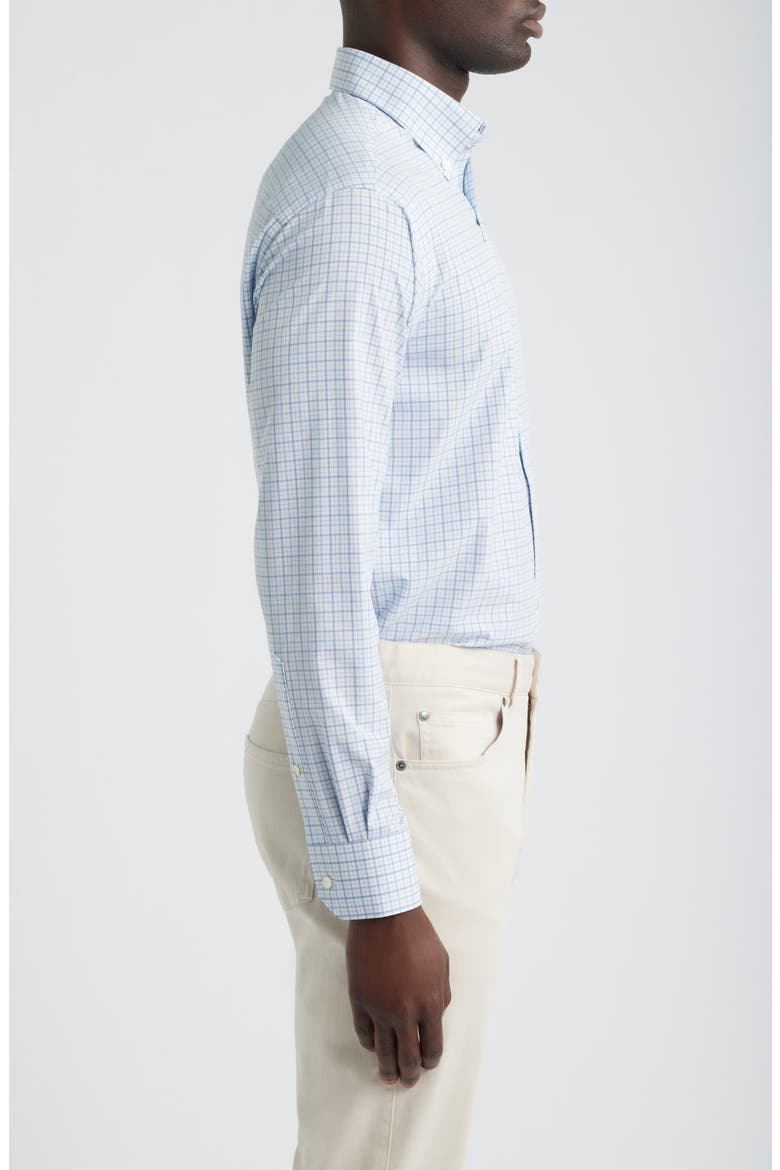 Canal Tailored Fit Check Performance Poplin Button-Down Shirt, Alternate, color, BLUE FROST