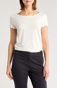 T Tahari Scalloped Knit T-Shirt