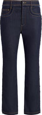 Cinq à Sept Sallie Fringe Trim Flare Crop Jeans