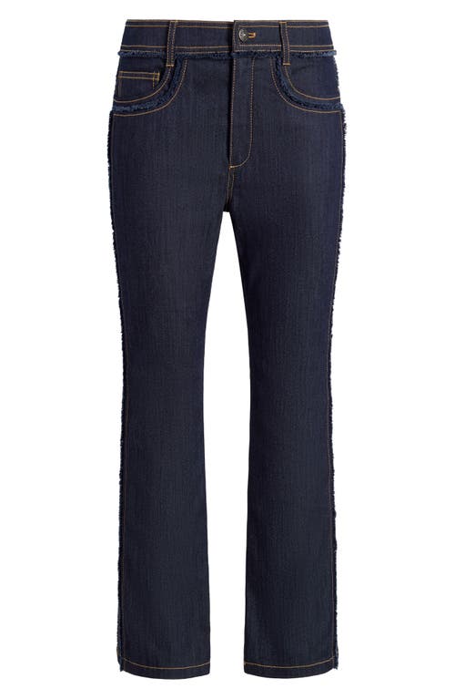 Cinq À Sept Sallie Fringe Trim Flare Crop Jeans In Indigo