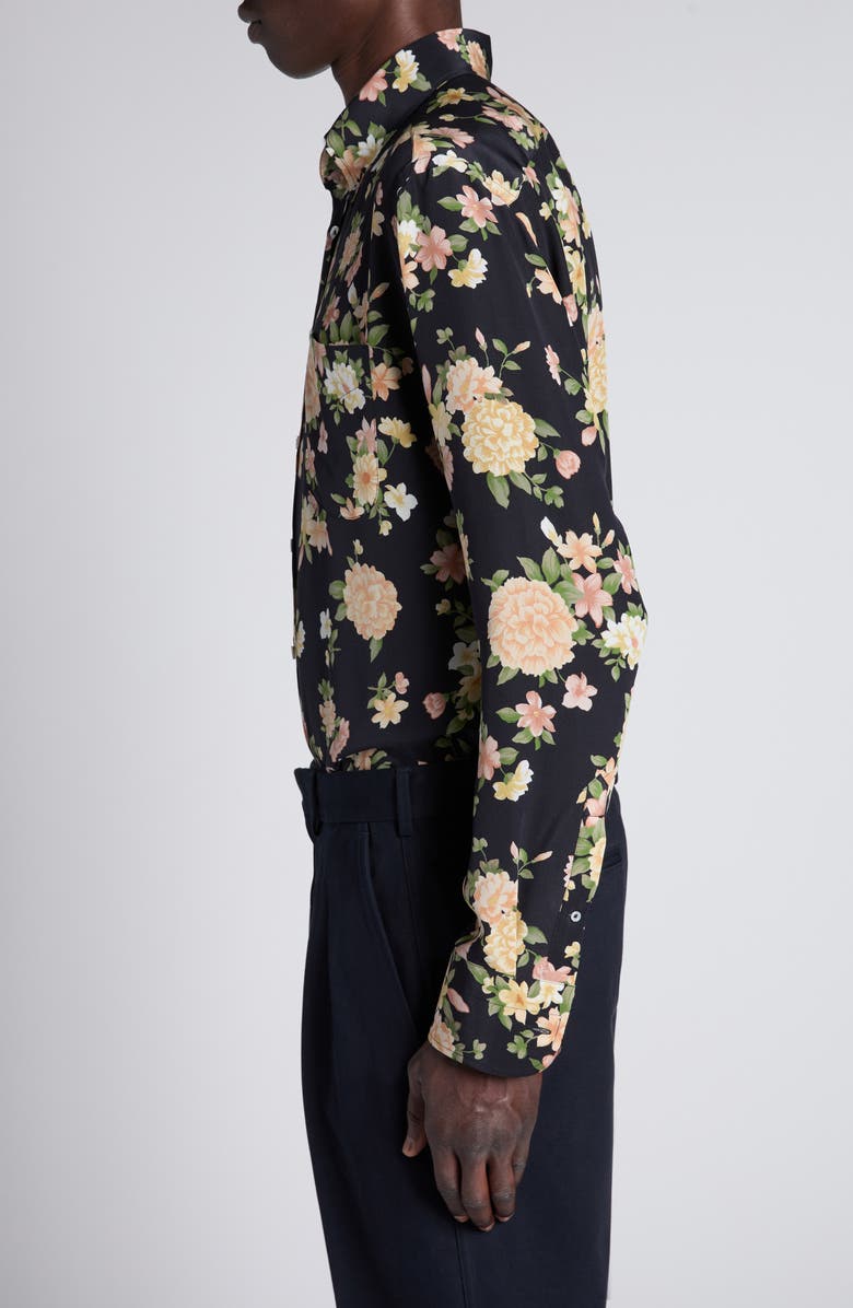 TOM FORD Hendrix Floral Silk Button-Down Shirt, Alternate, color, Zdpco Combo Pink/ Orange