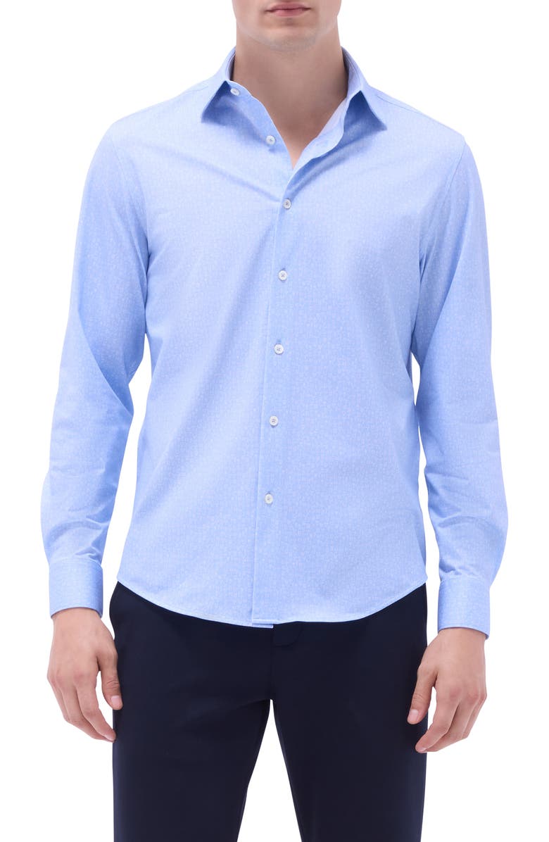 Bugatchi James OoohCotton<sup>®</sup> Button-Up Shirt, Main, color, Air Blue