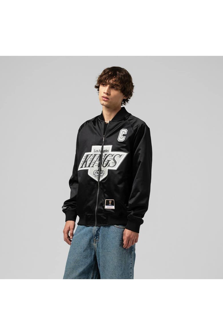 Unisex Mitchell & Ness Wayne Gretzky Black Los Angeles Kings Maxxed Out Full-Zip Satin Jacket, Main, color, Black